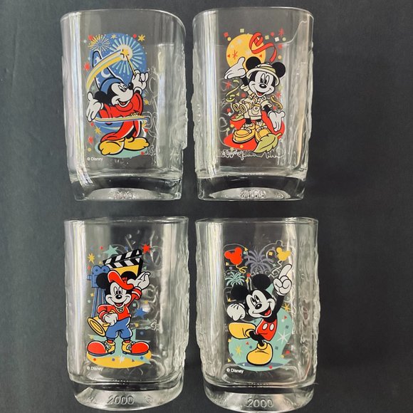 VINTAGE Disney MCDonalds 2000 Anniversary Set of 4 Glasses NWOT - Picture 1 of 11